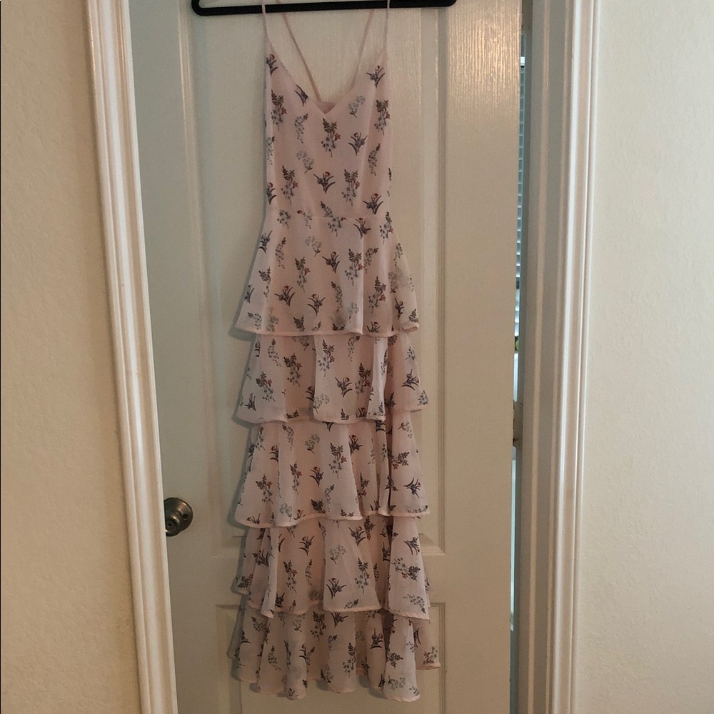 H&M Blush Floral Tiered Maxi Dress